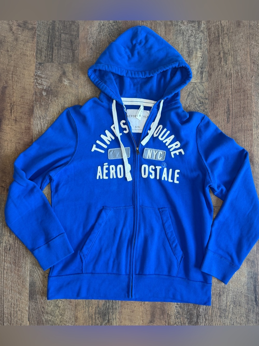 Aeropostale Men’s Y2K Full Zip Kangaroo Pocket Hooded Sweatshirt Times Square XL